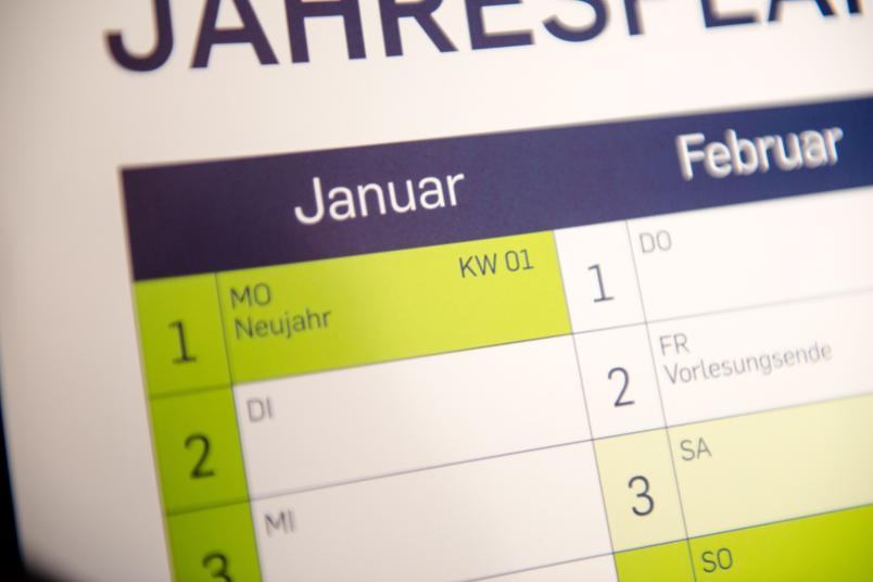 Wandkalender mit dem Monat Januar