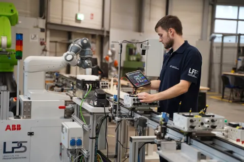 Ein Mann arbeitet an einer Maschine