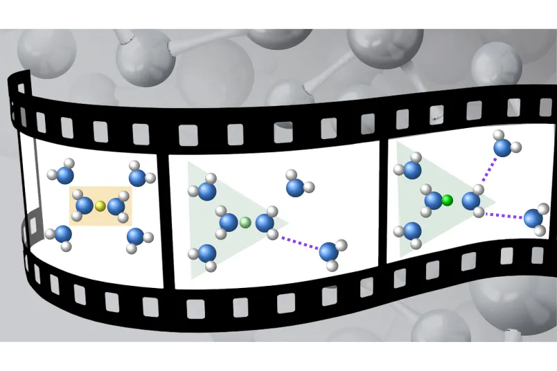 Filmstreifen mit Molekülen