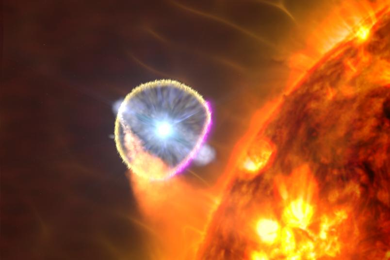 Glühender Riesenstern mit Supernova