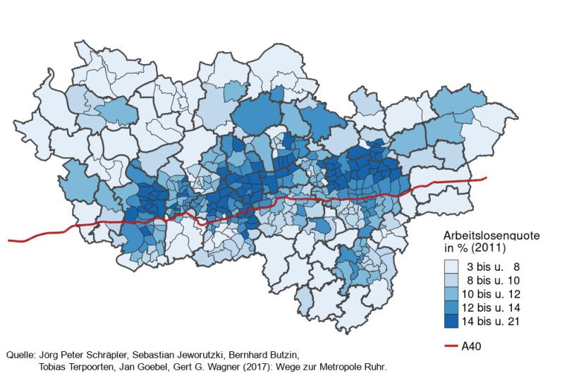 Arbeitslosenquote im Ruhrgebiet 2011