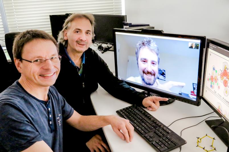 Forscher bei Videokonferenz vorm Computer