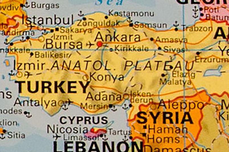 Weltkarte Ausschnitt Türkei