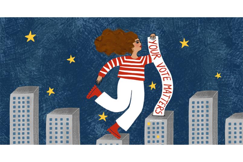 Poster von Sakina Saïdi: Mit Text "Your Vote Matters"