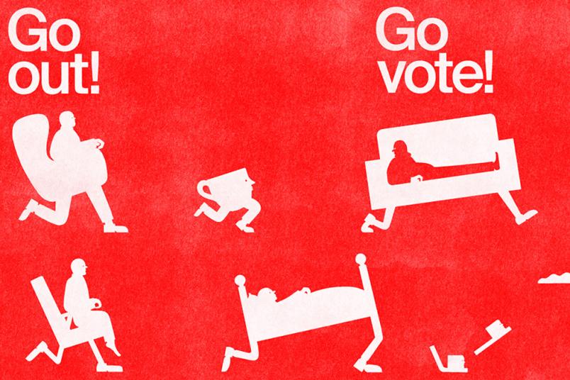 Poster von Sebastian König: Mit Text "Got out, go vote"