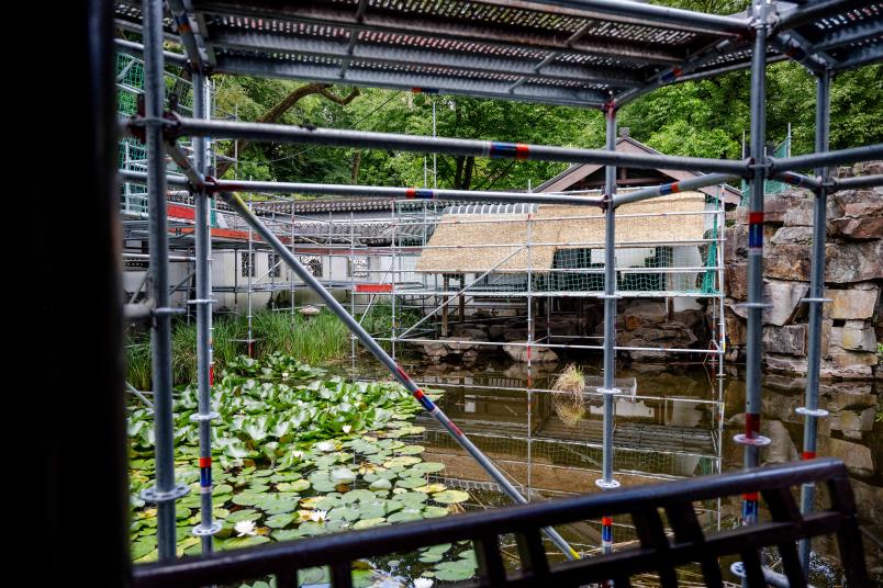 Chinesischer Garten, komplett eingerüstet