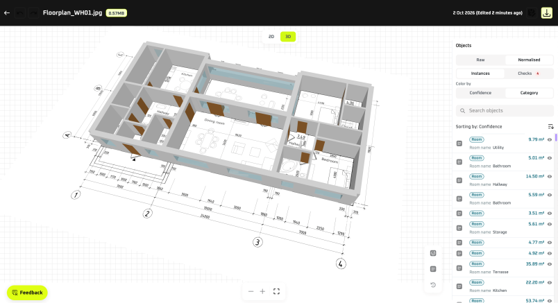 Ein 3D-Modell eines Gebäudes