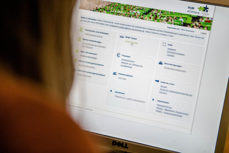 Frau vor dem PC-Bildschirm