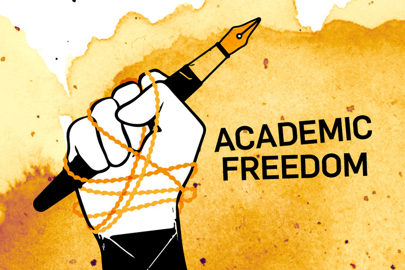 Ukraine: Grafik von Scholars at Risk mit Hand, die einen Stift hält