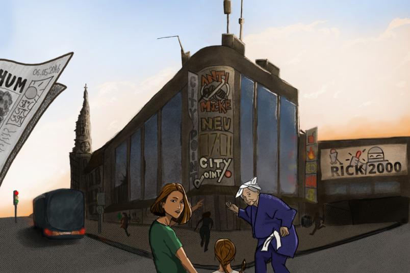 Comiczeichnung vom City Point Bochum