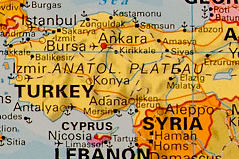 Weltkarte Ausschnitt Türkei