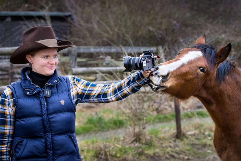 Junge Frau und Pferd