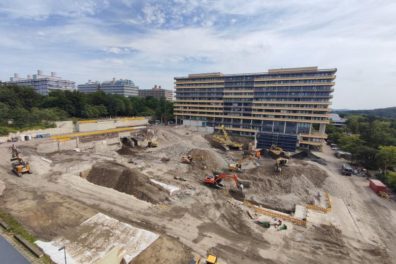 Blick in die Baugrube des Gebäudes GC auf dem Campus der Ruhr-Universität Bochum