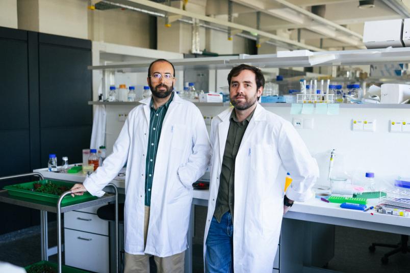 Zwei Männer im weißen Kittel schauen in die Kamera