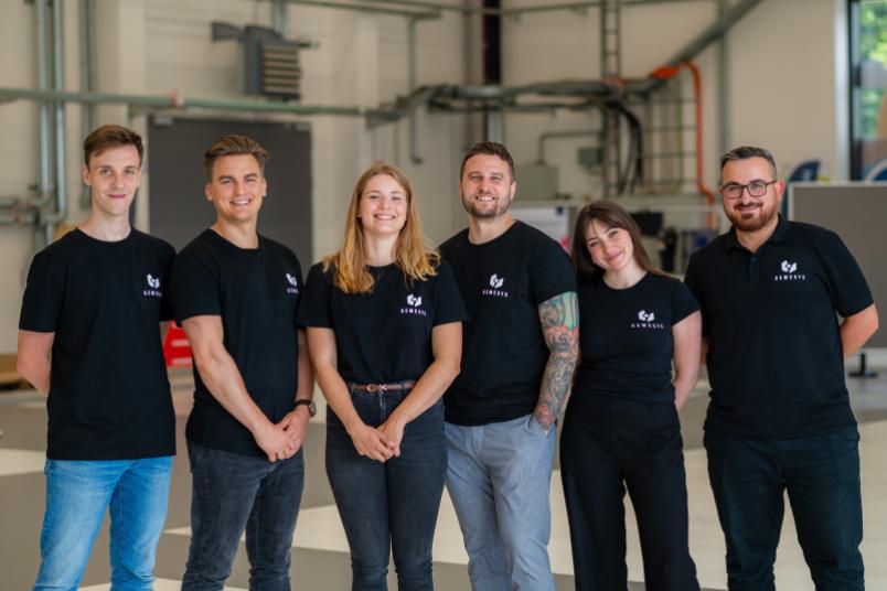 Das Team von GEMESYS (von links): Tobias Wienand, Moritz Schmidt, Sofia Schuto, Dr.-Ing. Dennis Michaelis, Maria Casovnikov und Dr.-Ing. Enver Solan.