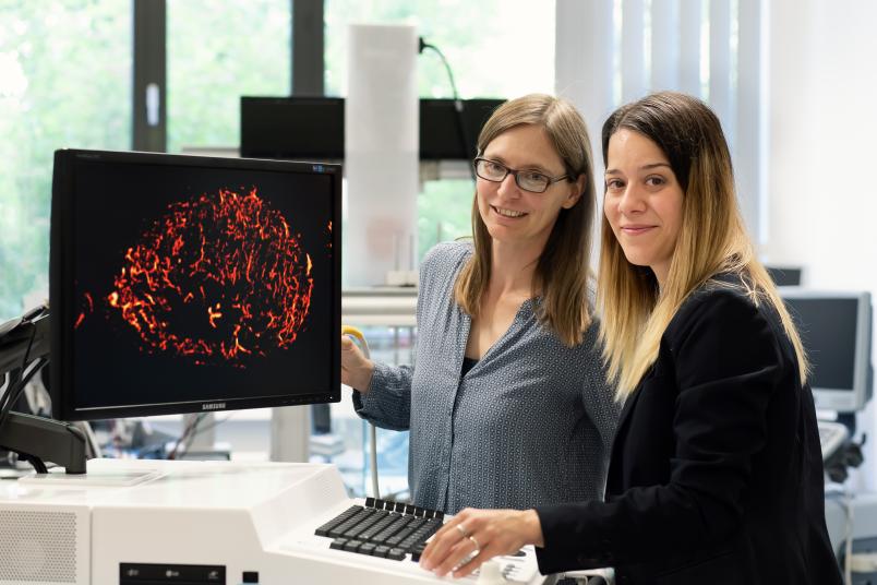 Zwei Forscherinnen vor dem Monitor