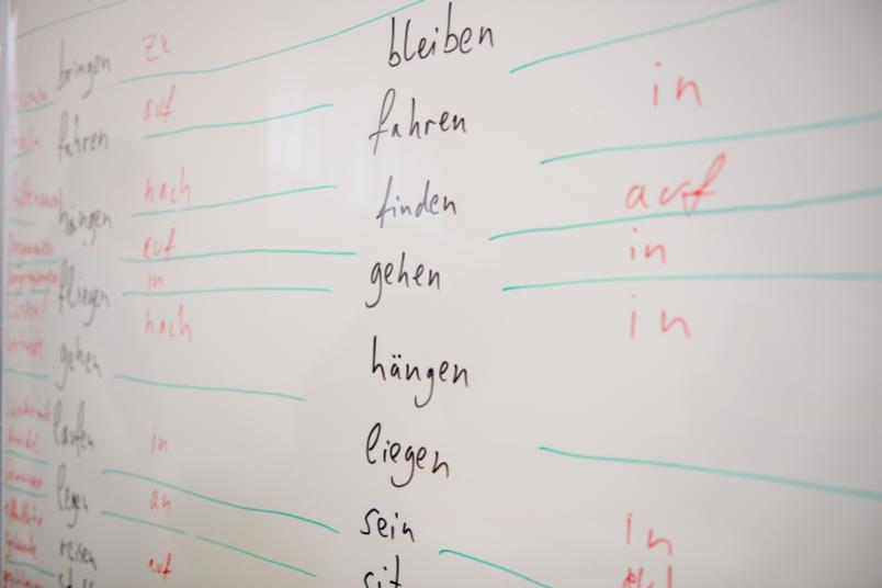 Tafel mit deutschen Vokabeln