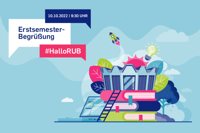 Grafik mit Elementen zur Erstsemesterbegrüßung am 10. Oktober 2022