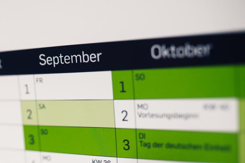 Wandkalender mit dem Monat September