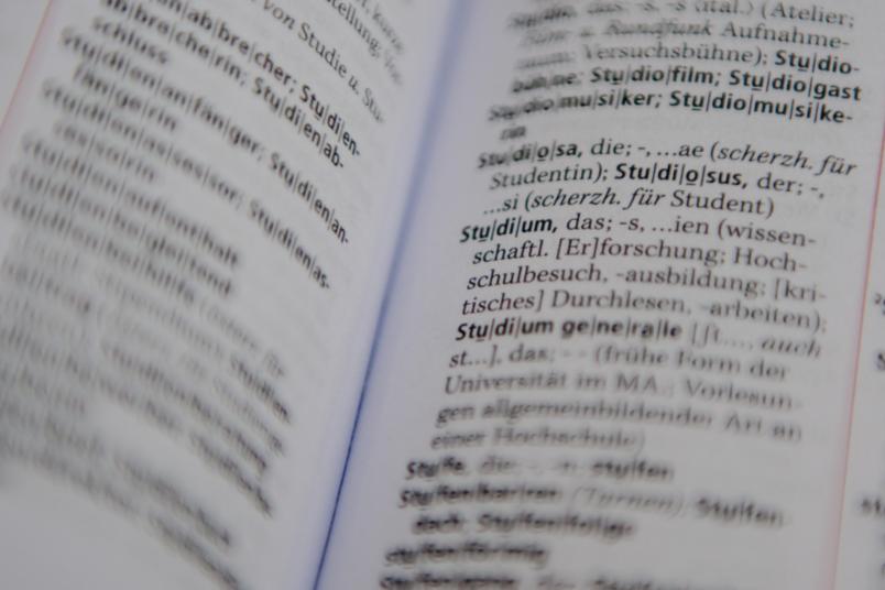 im Duden ist die Erklärung des Wortes Studium zu sehen