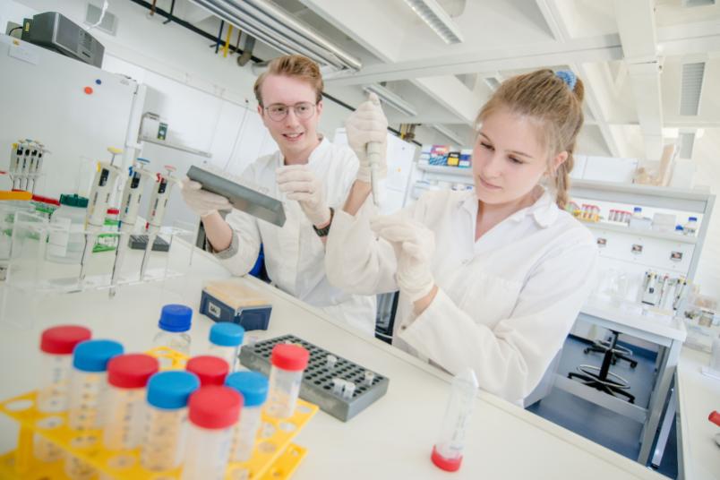 Zwei Studierende im Labor
